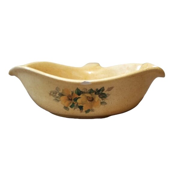 Vintage Hand-Painted Floral Ceramic Gravy Boat With Handle & Pour Spout 8"x8"x2. - Picture 4 of 7